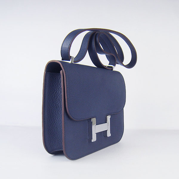 7A Hermes Oxhide Leather Message Bag Dark Blue H017